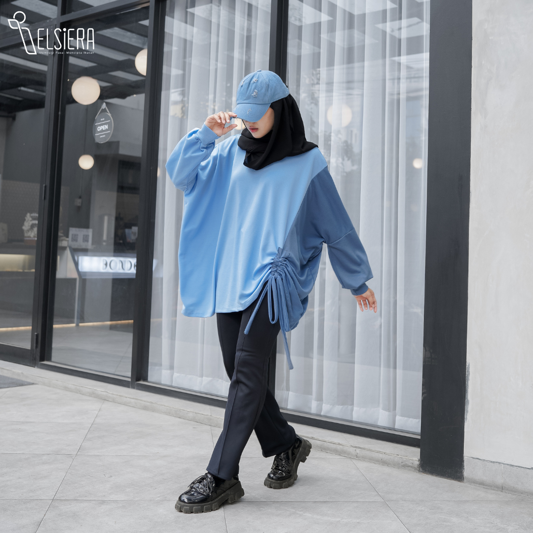 Ghaliya Oversized Tops Blue