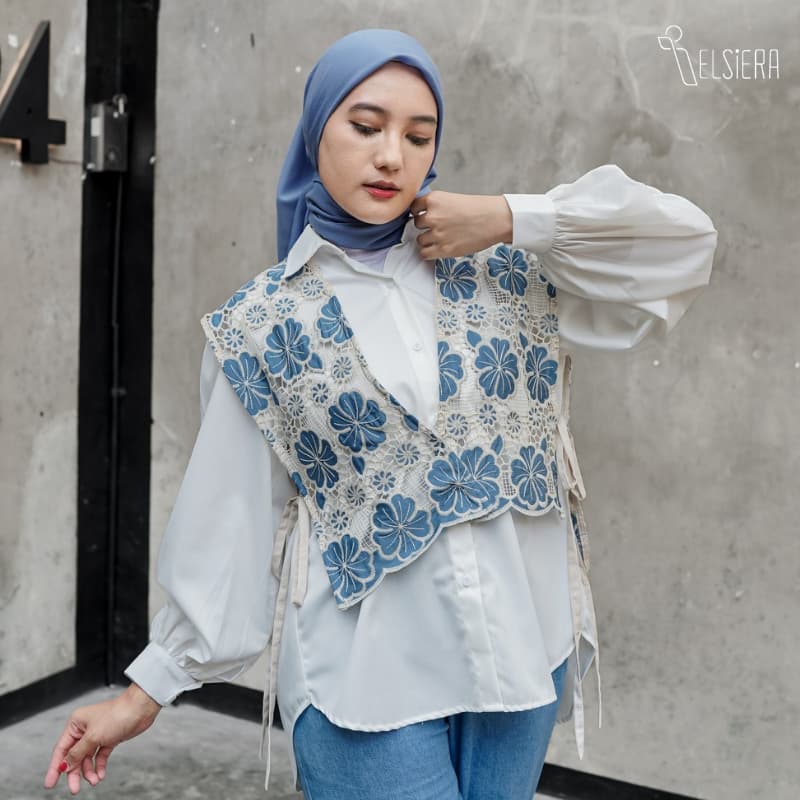 Felicia VEST ONLY Bunga Prada - Blue